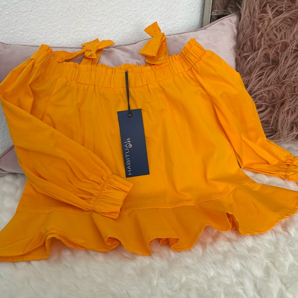Habitual Girl Girl’s Yellow Off the Shoulder Blouse size 4/5